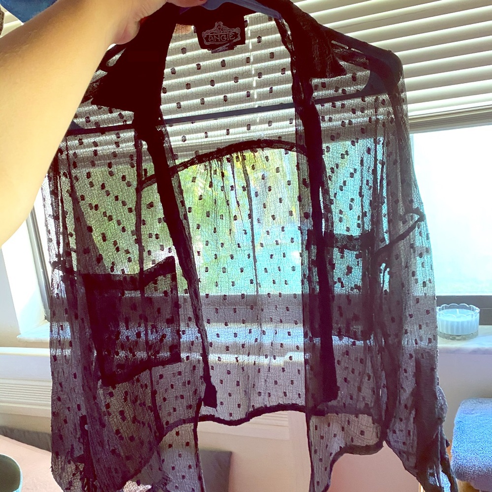 Black see-through button up shirt